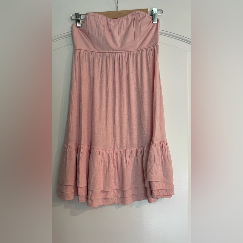 BCBGeneration Strapless Tiered Pink Babydoll Dress NWOT